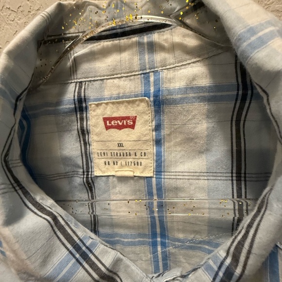 Levi's White and Blue Checkered Men's  Pearl Snap Western Shirt Size XXL - Picture 2 of 6
